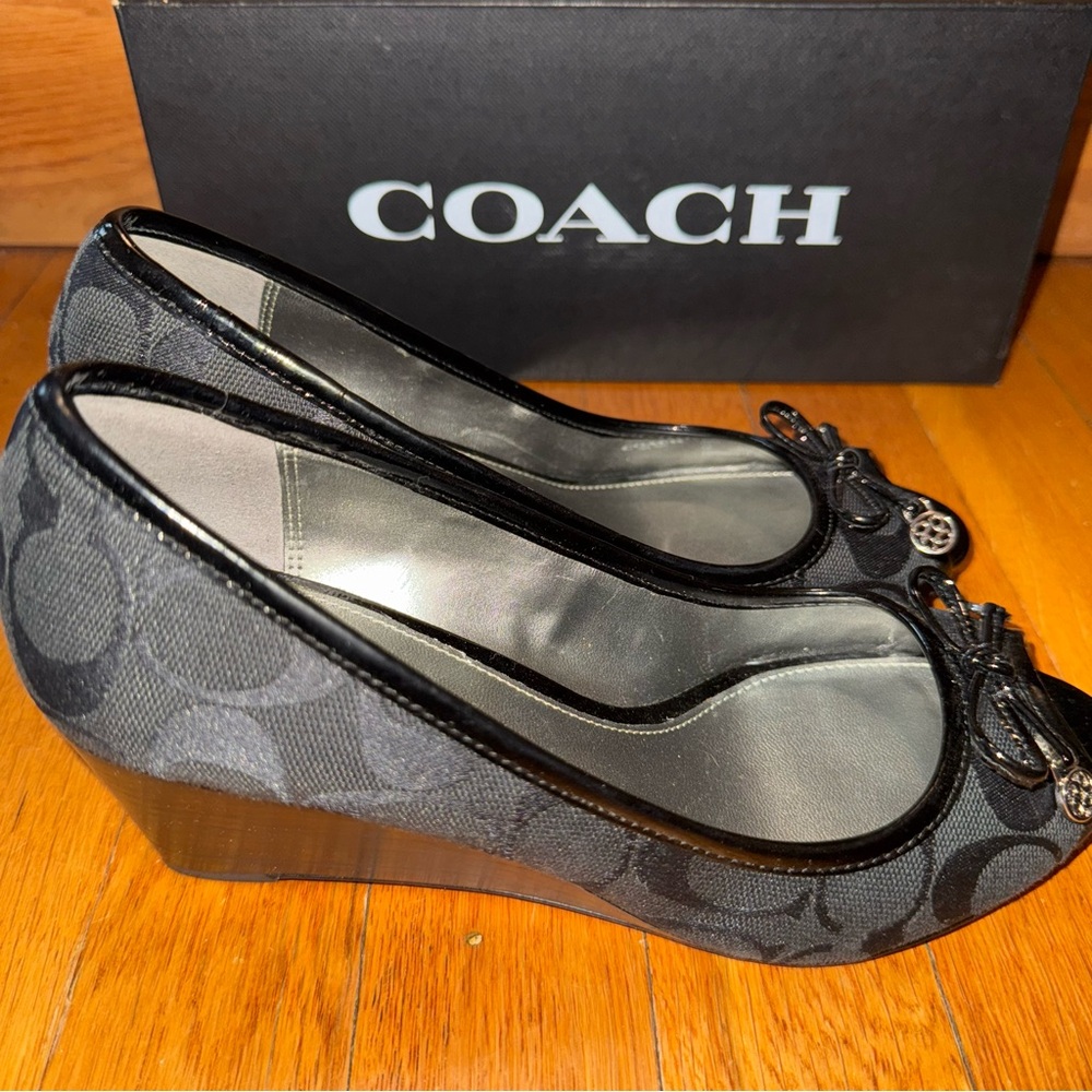 COACH PAOLA PEEP TOE WEDGES New - Picture 5 of 6